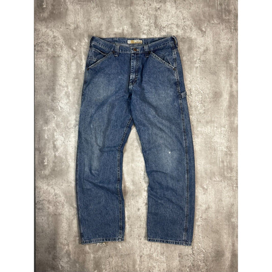 Vintage Lee Medium Wash Work Wear Carpenter Pants Size 34W Blue