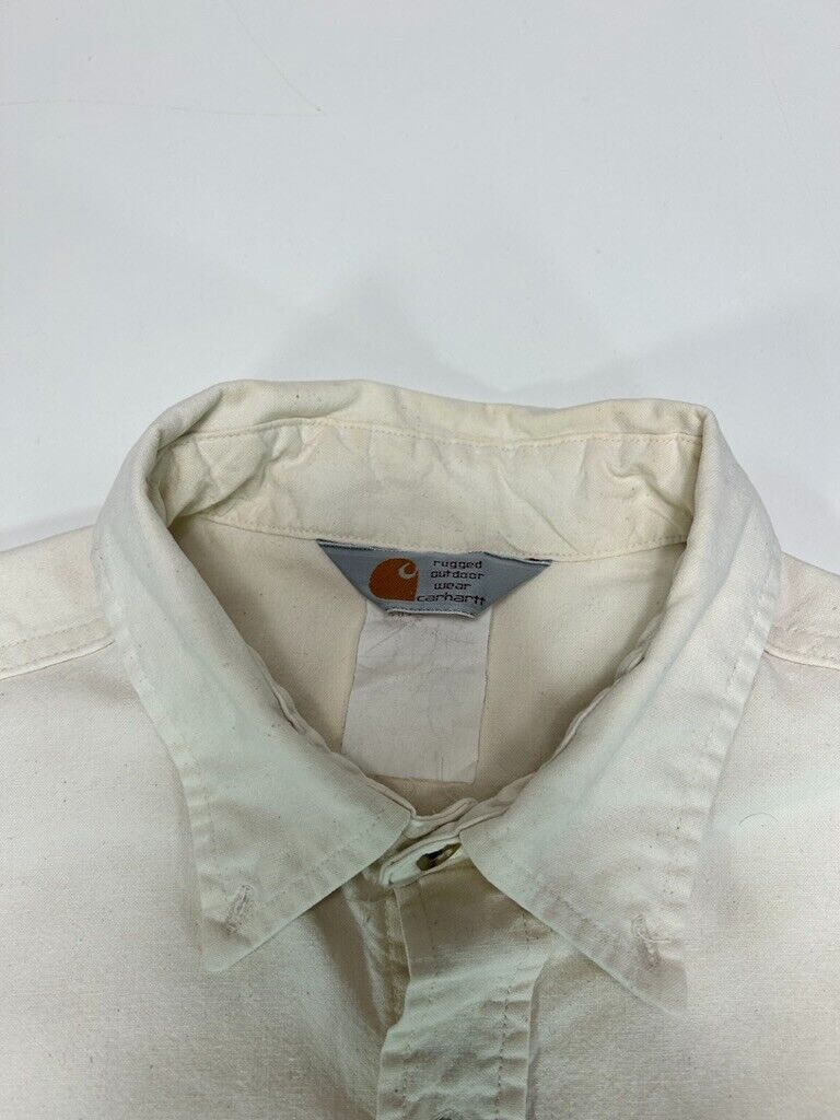 Vintage 80s/90s Carhartt Short Sleeve Workwear Button Up Shirt Size XXL White
