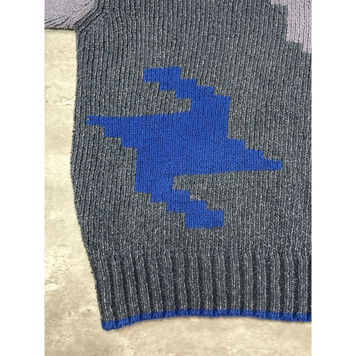 Vintage 90s Colours Geometric Print Pull Over Ribbed Knit Sweater Size Medium
