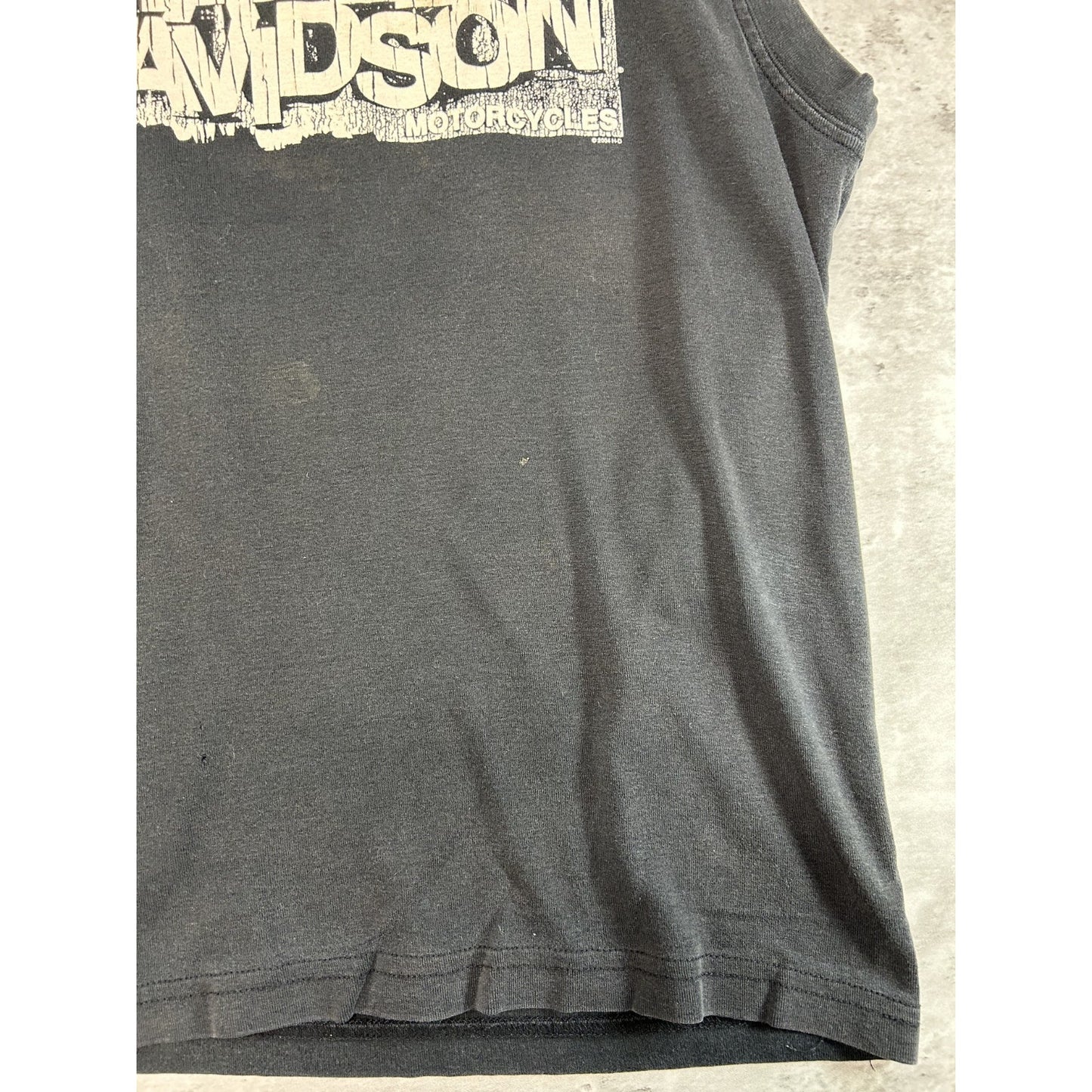 Vintage 2004 Harley Davidson Graphic Spellout Sleeveless T-Shirt Size Medium