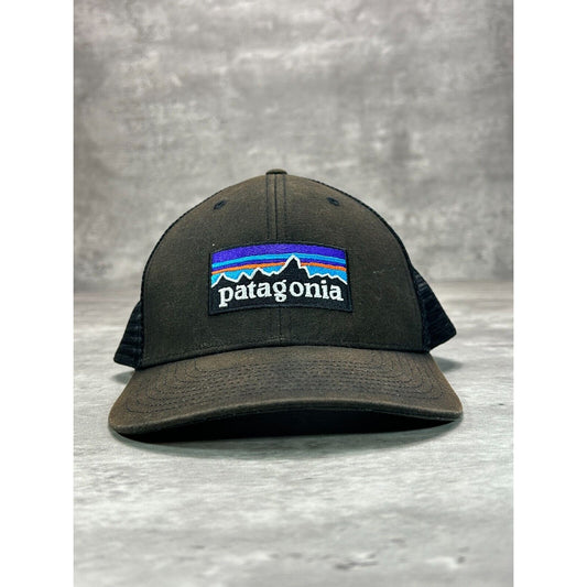 Vintage Patagonia Embroidered Logo Trucker Snapback Hat OSFA Black