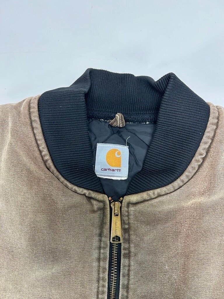 Vintage Carhartt Quilted Lined Canvas Workwear Vest Jacket Size XXL Brown