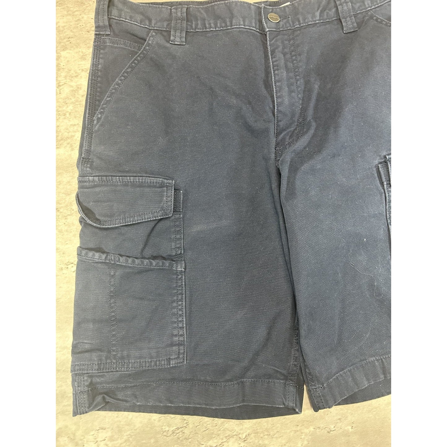 Carhartt Canvas Workwear Multi Pocket Cargo Shorts Size 36 Blue