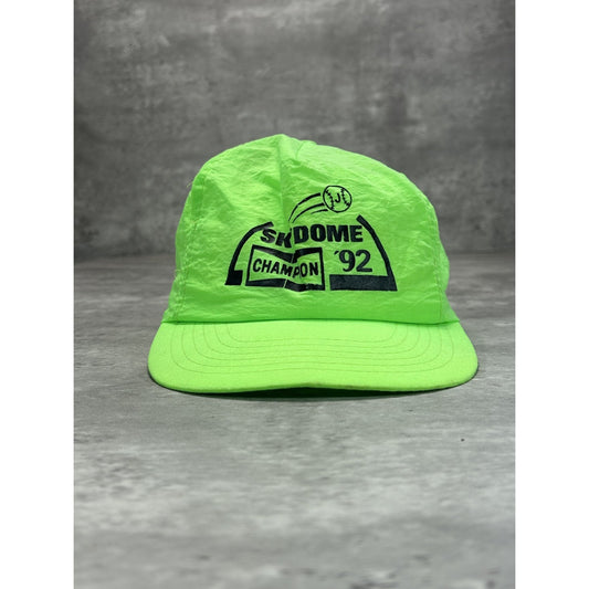 Vintage 1992 Skydome Champion Spellout Graphic Snapback Hat OSFA Neon Green