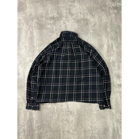 VTG Polo Ralph Lauren Plaid Reworked Cropped Long Sleeve Button Up Shirt Sz XXL