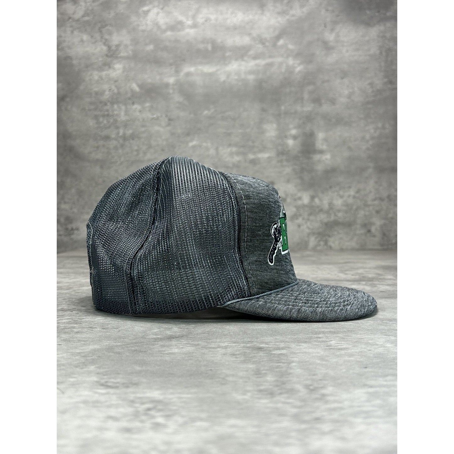 Vintage 90s Bass Angler Fishing Spellout Graphic Trucker Snapback Hat OSFA