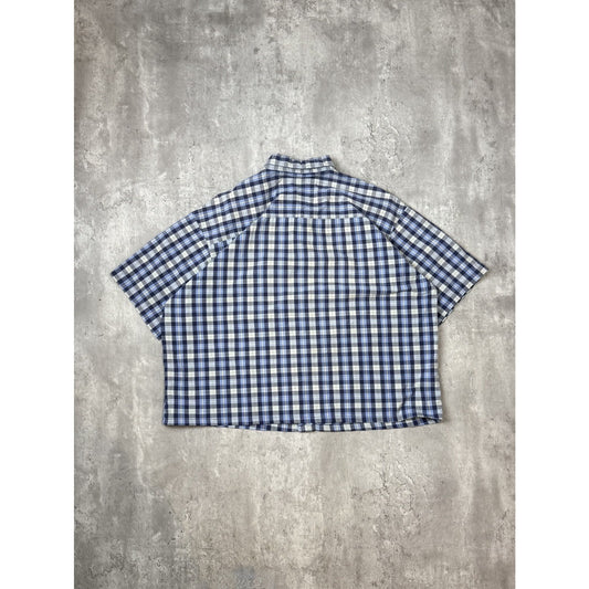 Vintage Canyon Guide Plaid Reworked Cropped Button Up Shirt Size XL