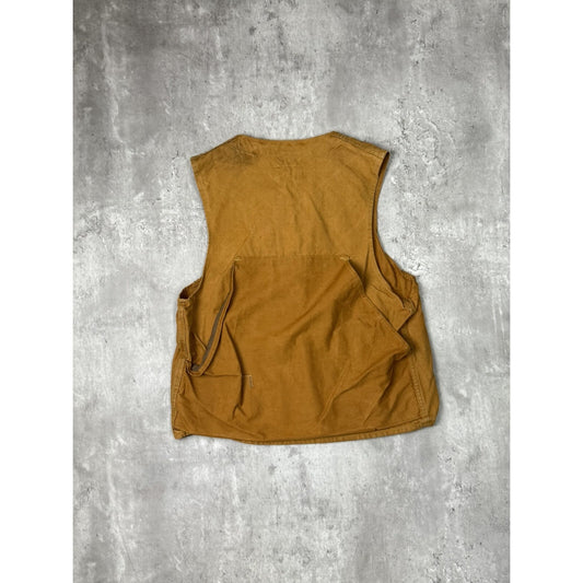 Vintage 60s Elk Brand Canvas Hunting Utility Vest Size Small Brown
