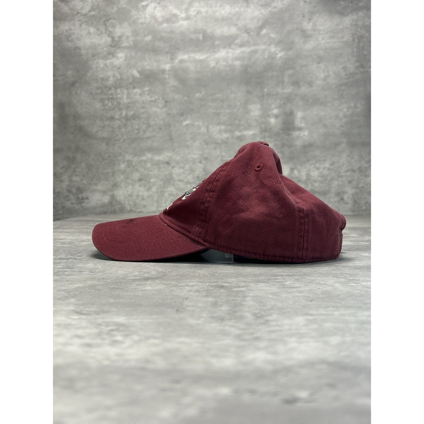 Vintage Harvard Lacrosse NCAA Embroidered Spellout Strapback Hat OSFA Maroon
