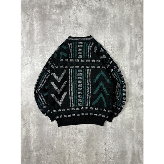Vintage 90s Abstract Pattern Print Pullover Knit Sweater Size Large