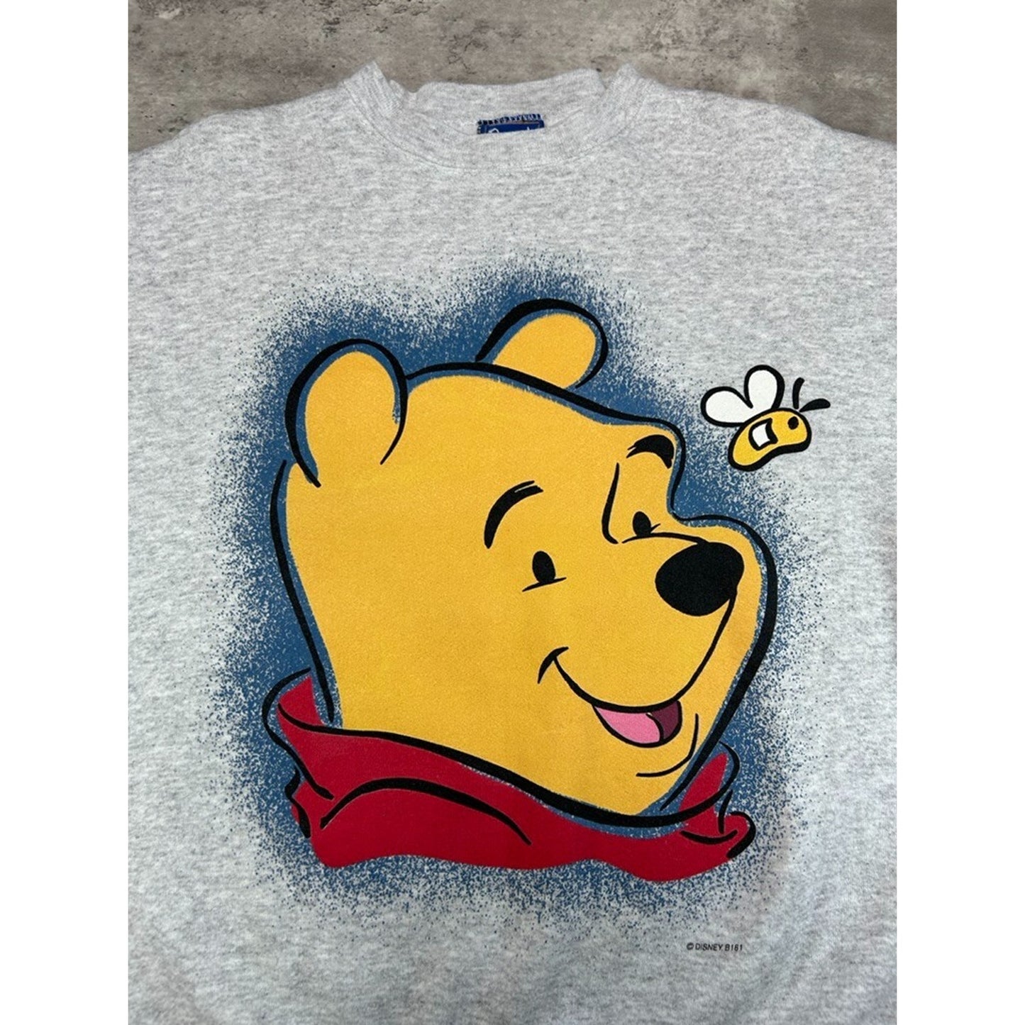 Vintage 90s Disney Winnie The Pooh Cartoon TV Promo Big Face Sweatshirt Size Large