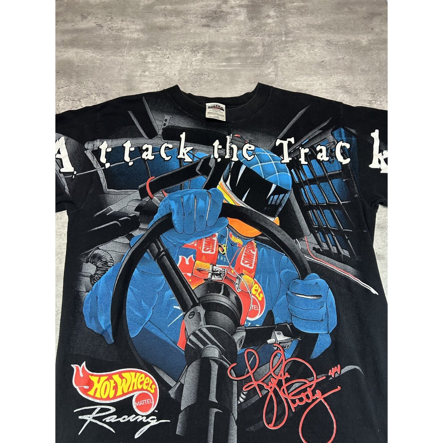 Vintage 1998 Kyle Petty Hot Wheels Racing Nascar All Over Print T-Shirt Sz Large