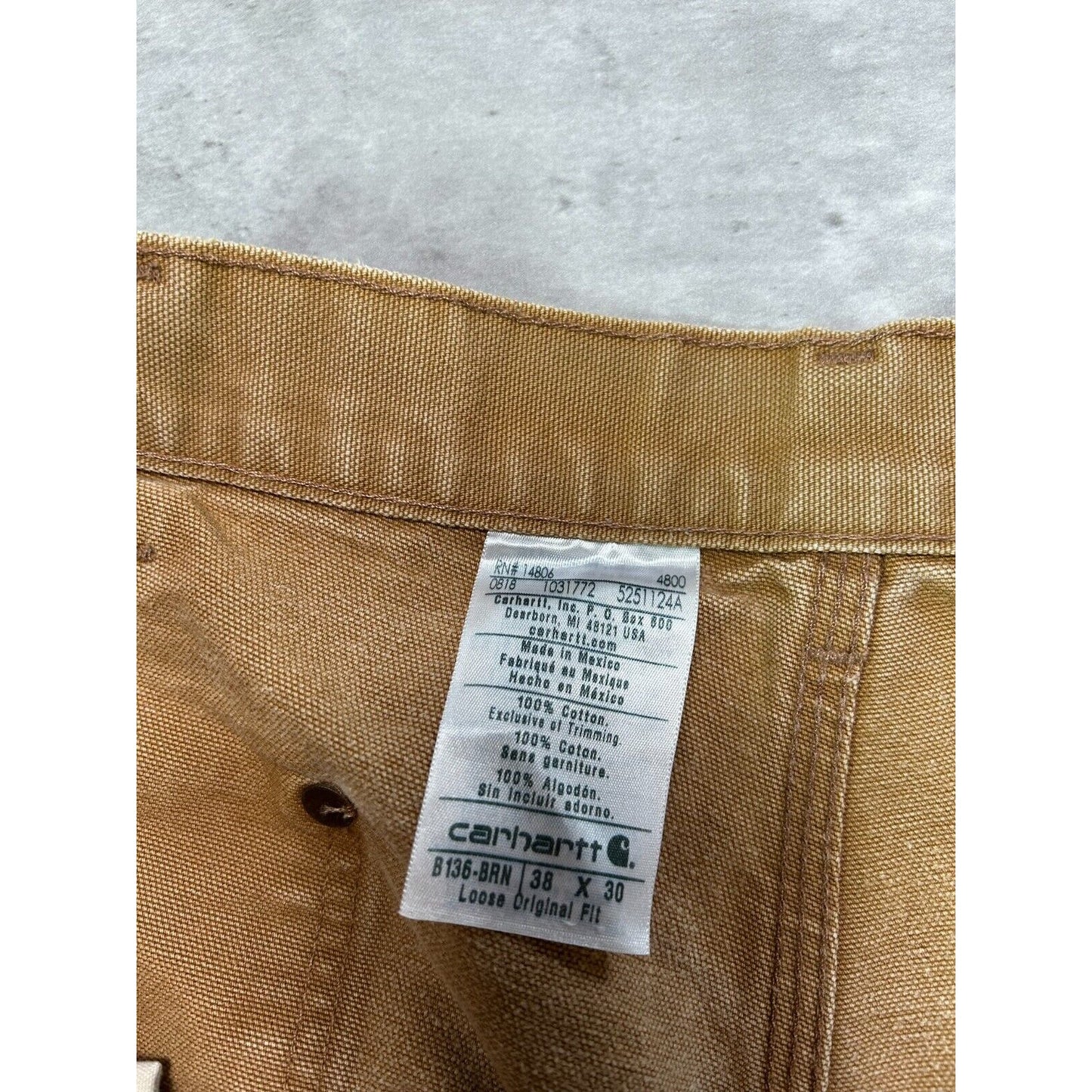 Carhartt Loose Original Fit Canvas Workwear Double Knee Carpenter Pants Size 38