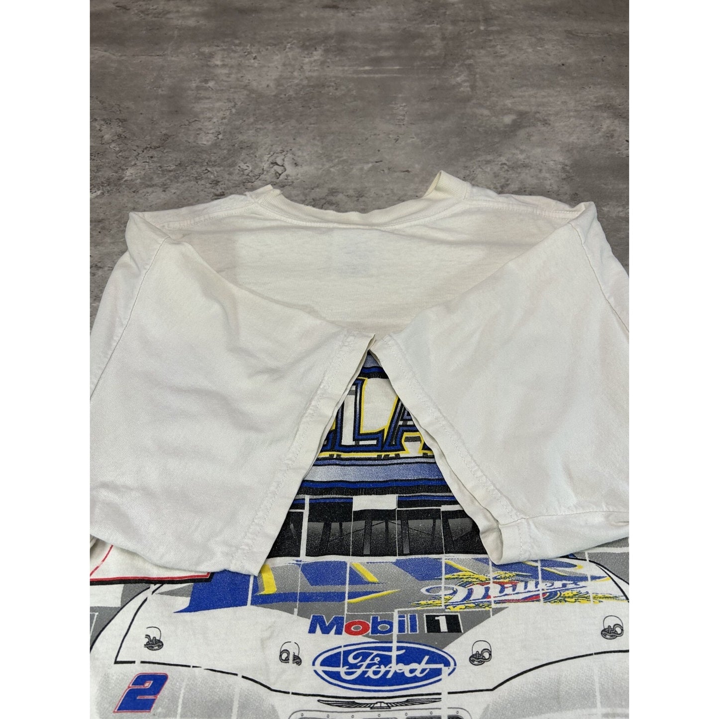 Vintage Rusty Wallace #2 Nascar Miller Lite Big Graphic T-Shirt Size Large White