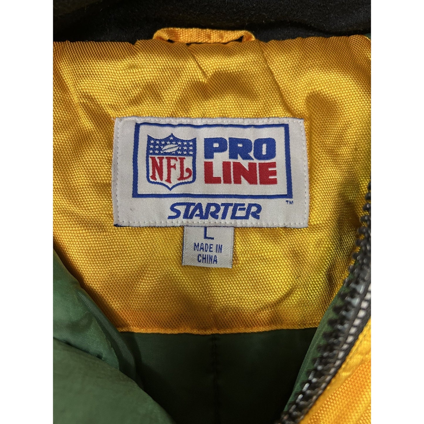 Vintage 90s Green Bay Packers NFL Insulated Starter Full Zip Hooded Jacket Large