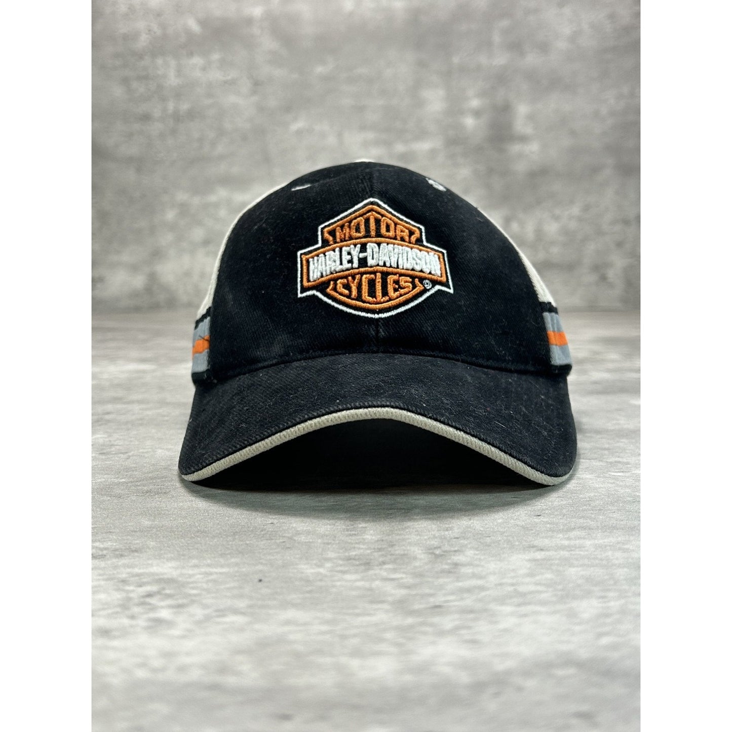 Vintage Harley Davidson Motorcycles Embroidered Logo Trucker Strapback Hat OSFA