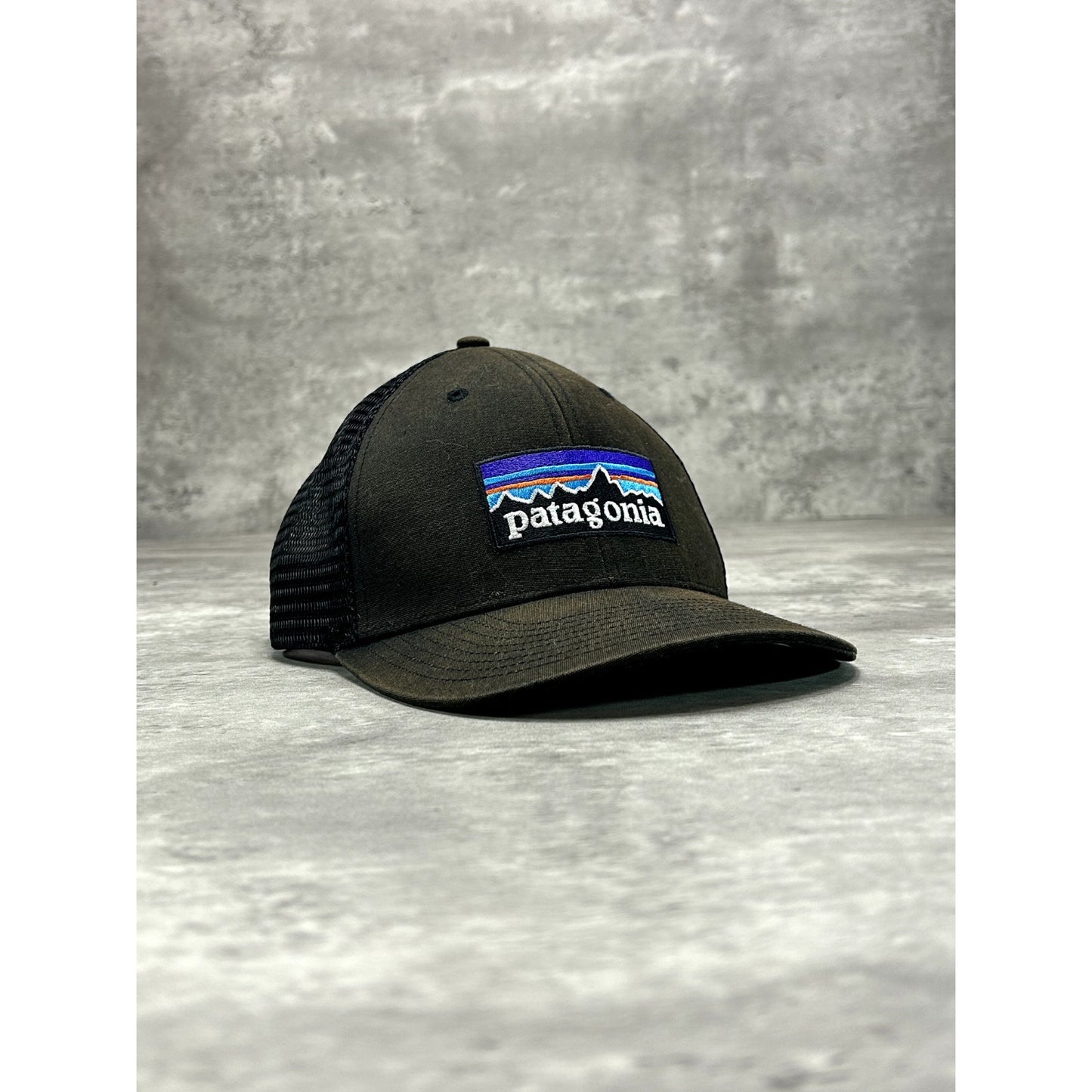 Vintage Patagonia Embroidered Logo Trucker Snapback Hat OSFA Black