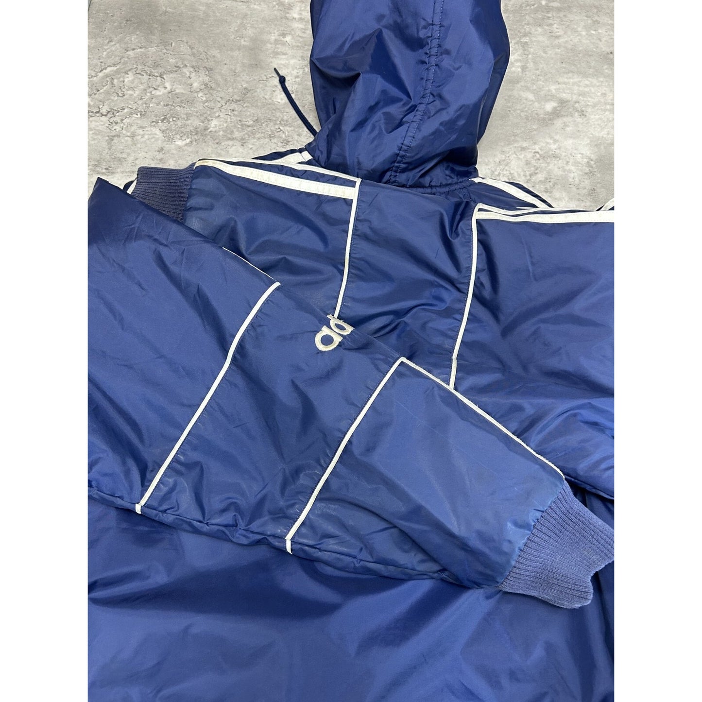 Vintage 90s Adidas Embroidered Logo Nylon Reversible Hooded Jacket Size Medium