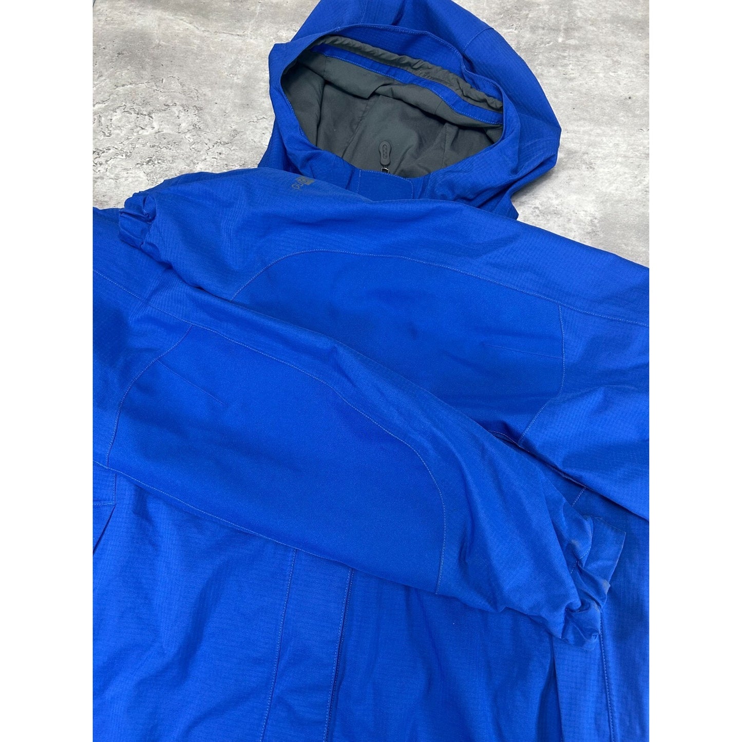 Vintage 90s Womens Patagonia Nylon Full Zip Hooded Hiking Jacket Size XL Blue