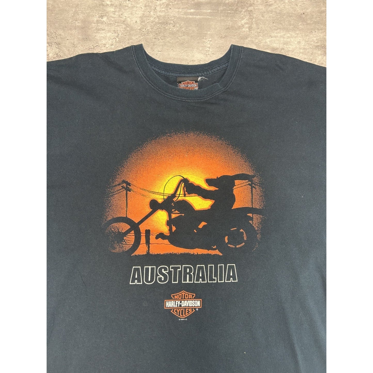 Vintage Harley Davidson Australia Kangaroo Sunset Graphic T-Shirt Size 2XL