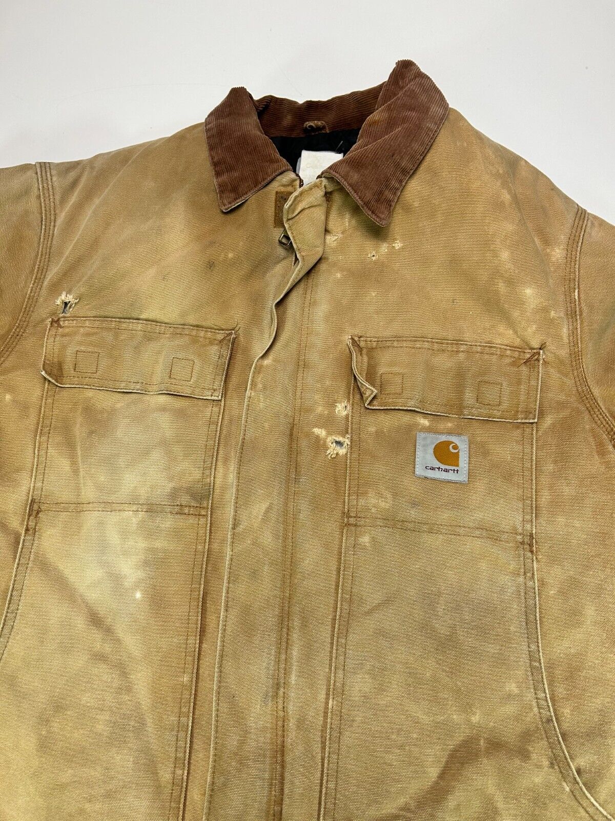 Vintage Carhartt Quilted Lined Canvas Work Wear Arctic Jacket Size Large