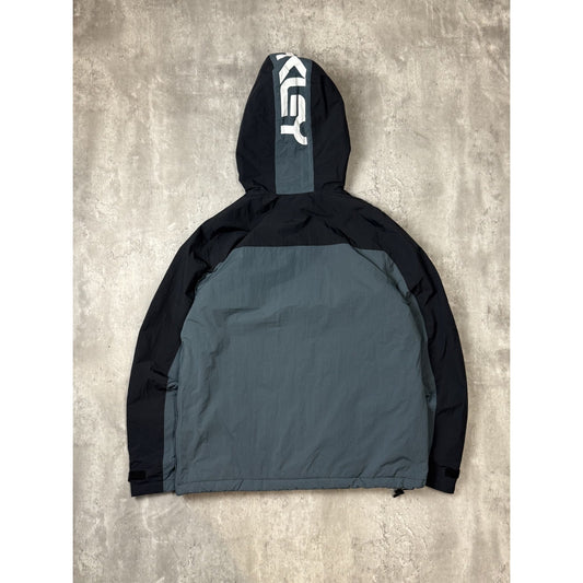 Oakley Insulated 1/4 Zip Hood Spellout Two Tone Pullover Nylon Jacket Size Large