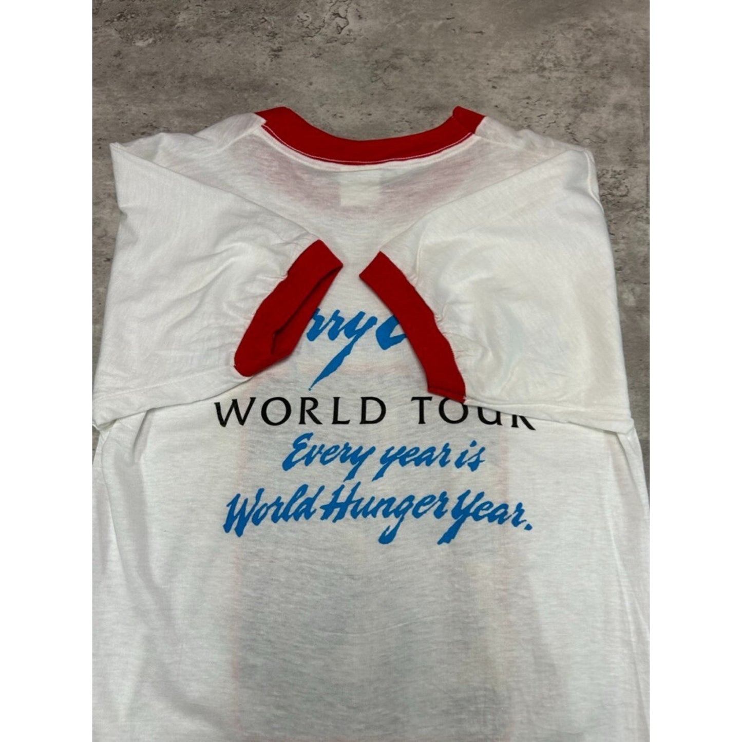 Vintage 1980s Harry Chapin World Tour Folk Music Ringer T-Shirt Size Medium