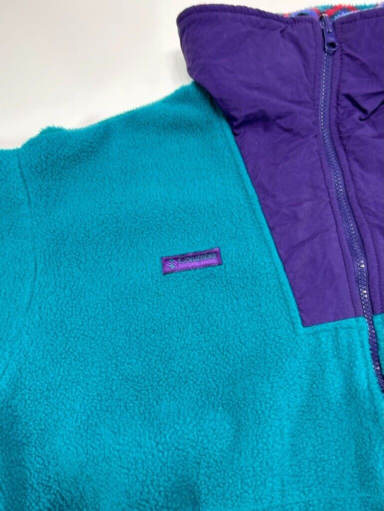 Vintage 80s/90s Columbia Full Zip Two Tone Fleece Sweatshirt Size Large