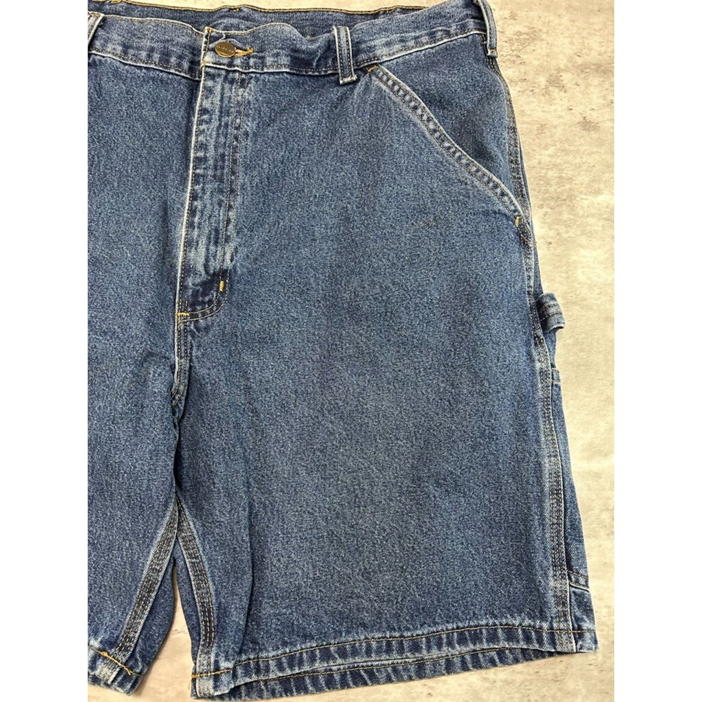 Vintage Carhartt Workwear Dark Wash Denim Carpenter Shorts Size 37 Blue