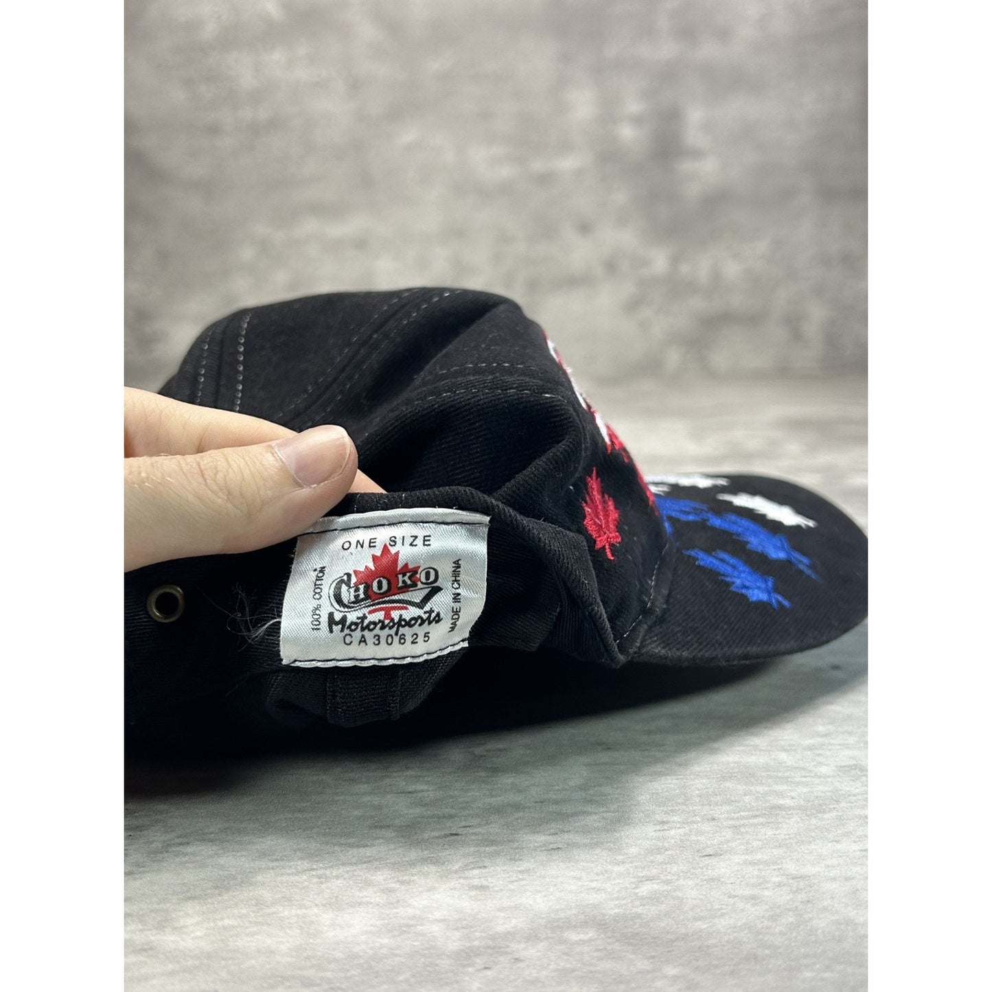 Vintage Snap-On Racing Embroidered Spellout Logo Strapback Hat OSFA Black
