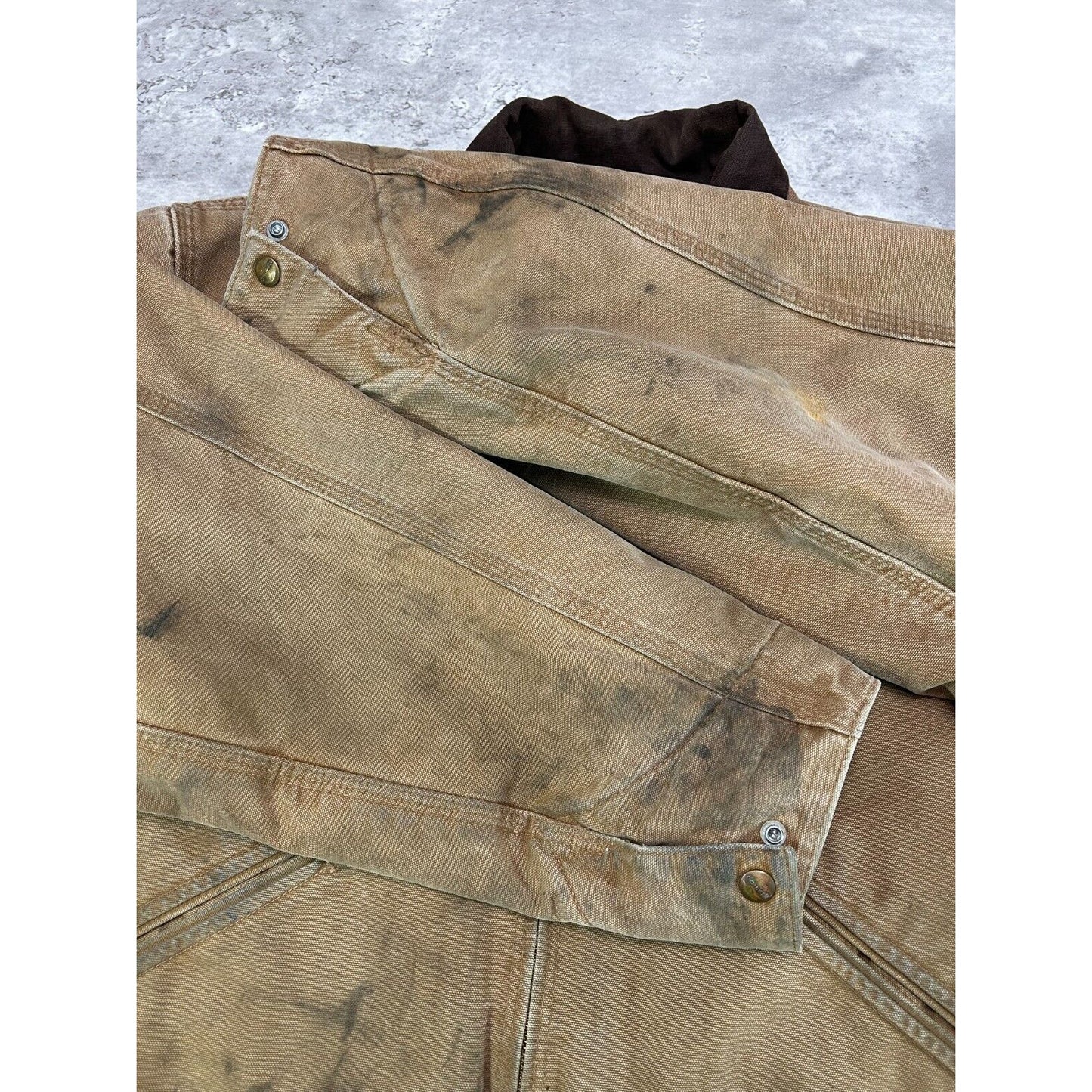 Vintage Carhartt Blanket Lined Canvas Workwear Detroit Jacket Size XL J97 BRN