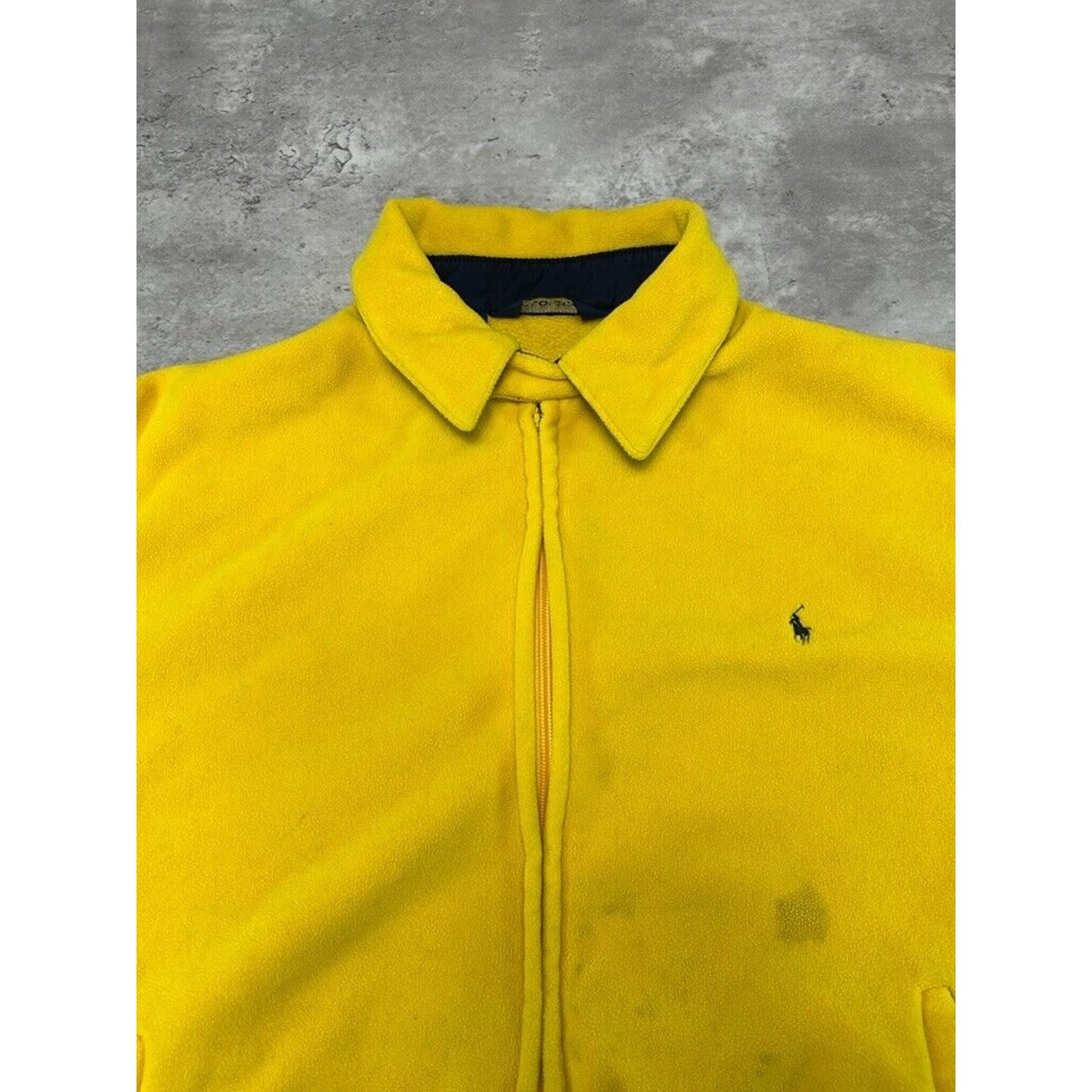 Vintage 90s Polo Golf Ralph Lauren Full Zip Fleece Sweatshirt Size Large Yellow