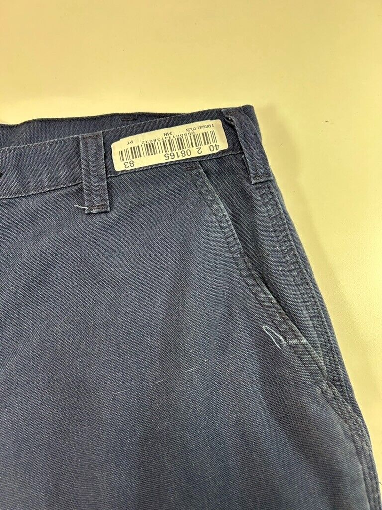 Vintage Carhartt Dungaree Fit Canvas Work Wear Carpenter Pants Size 35W Blue