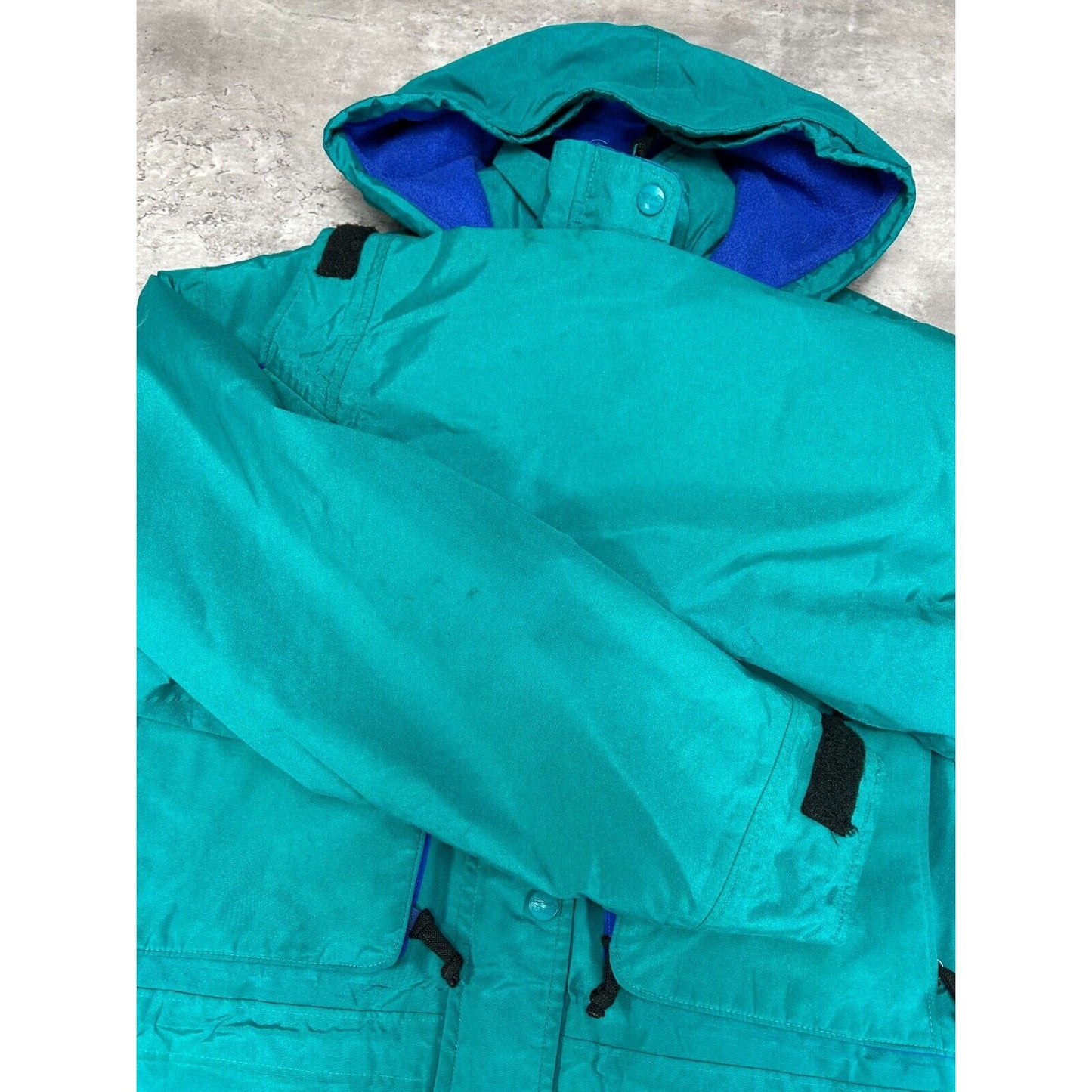 Vintage 90s L.L. Bean Nylon Multi Pocket Hooded Windbreaker Jacket Size Medium