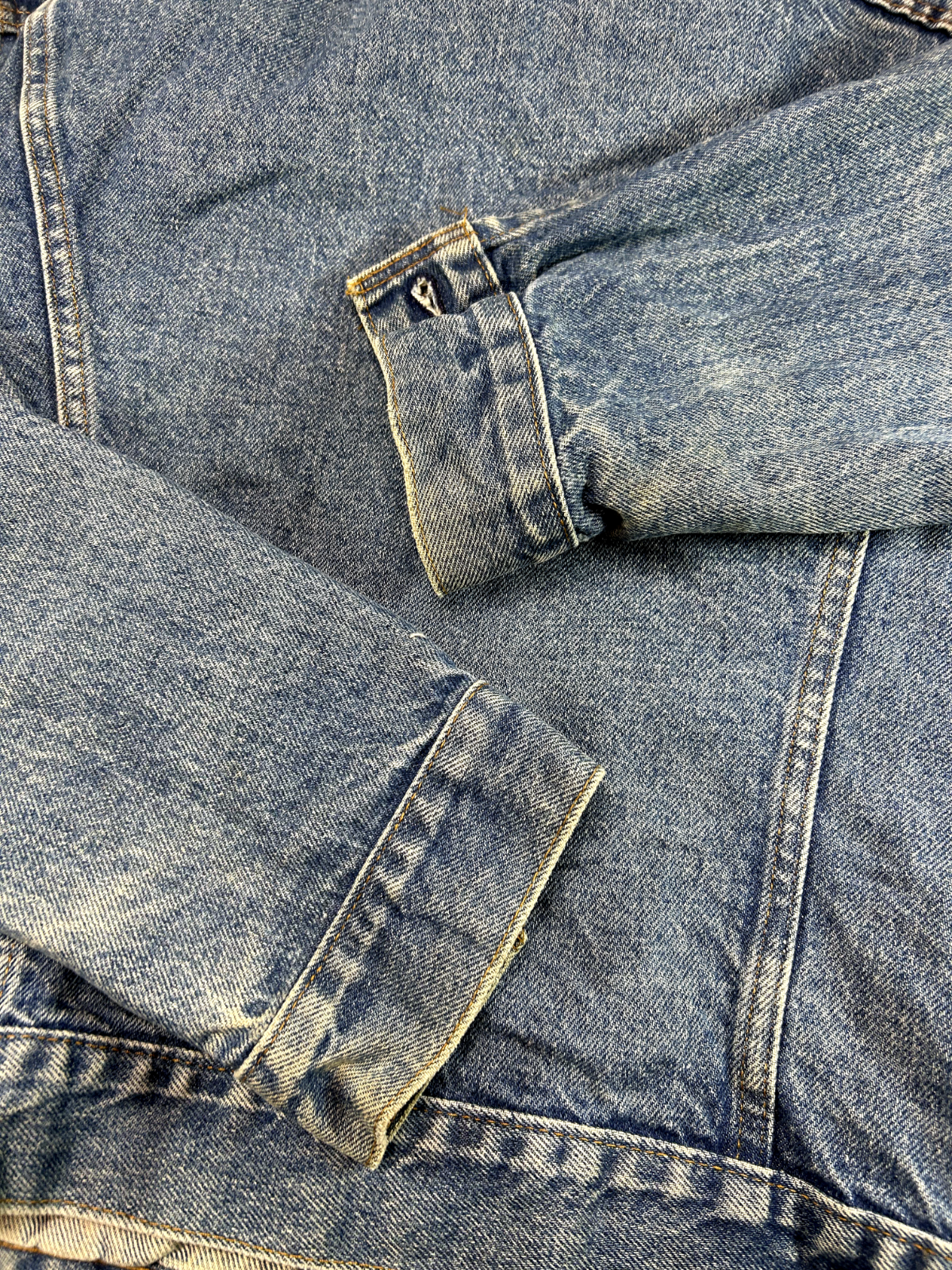 Vintage 80s Levis Dark Wash Denim Type 3 Trucker Jacket Size Small Blue