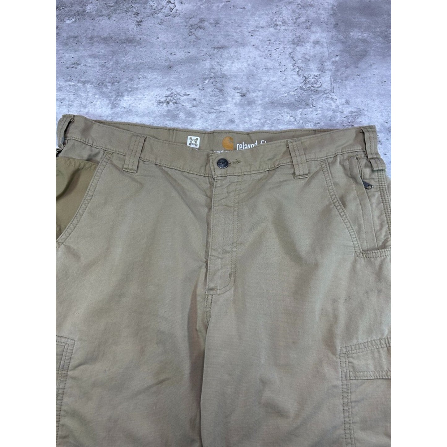 Carhartt Force Extremes Relaxed Fit Canvas Workwear Cargo Shorts Size 38 Beige