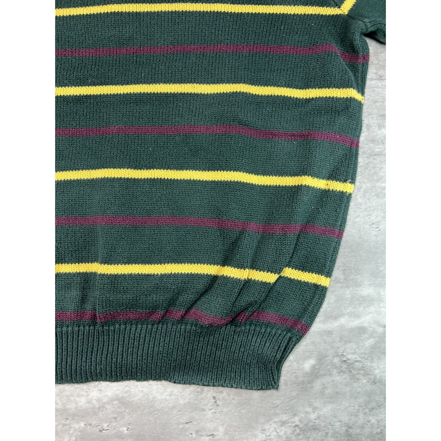 Vintage 90s Polo Ralph Lauren Striped 1/4 Button Pullover Knit Sweater Size XL