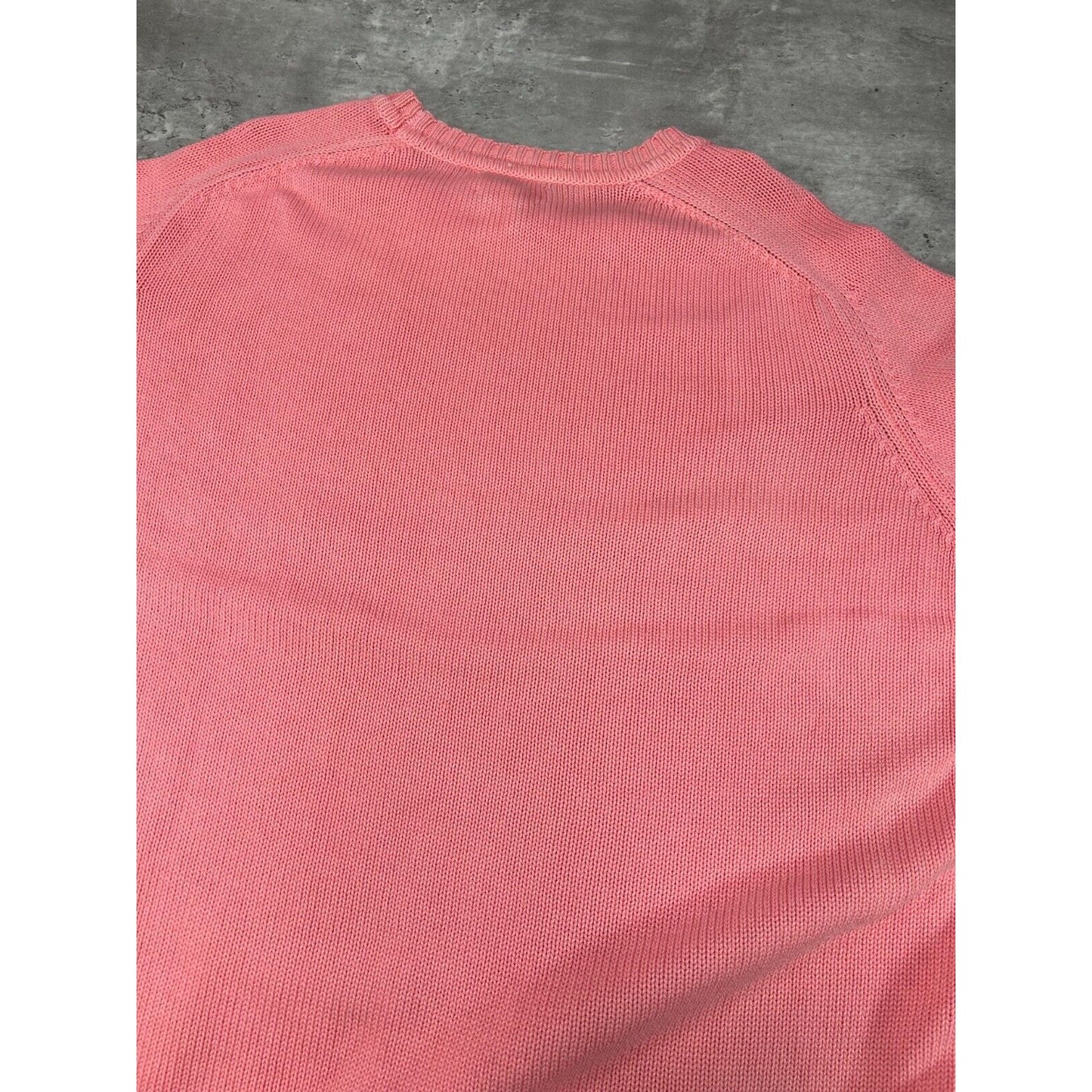 Vintage 90s Lands End Tonal Ribbed Pullover Knit Sweater Size XL Tall Pink