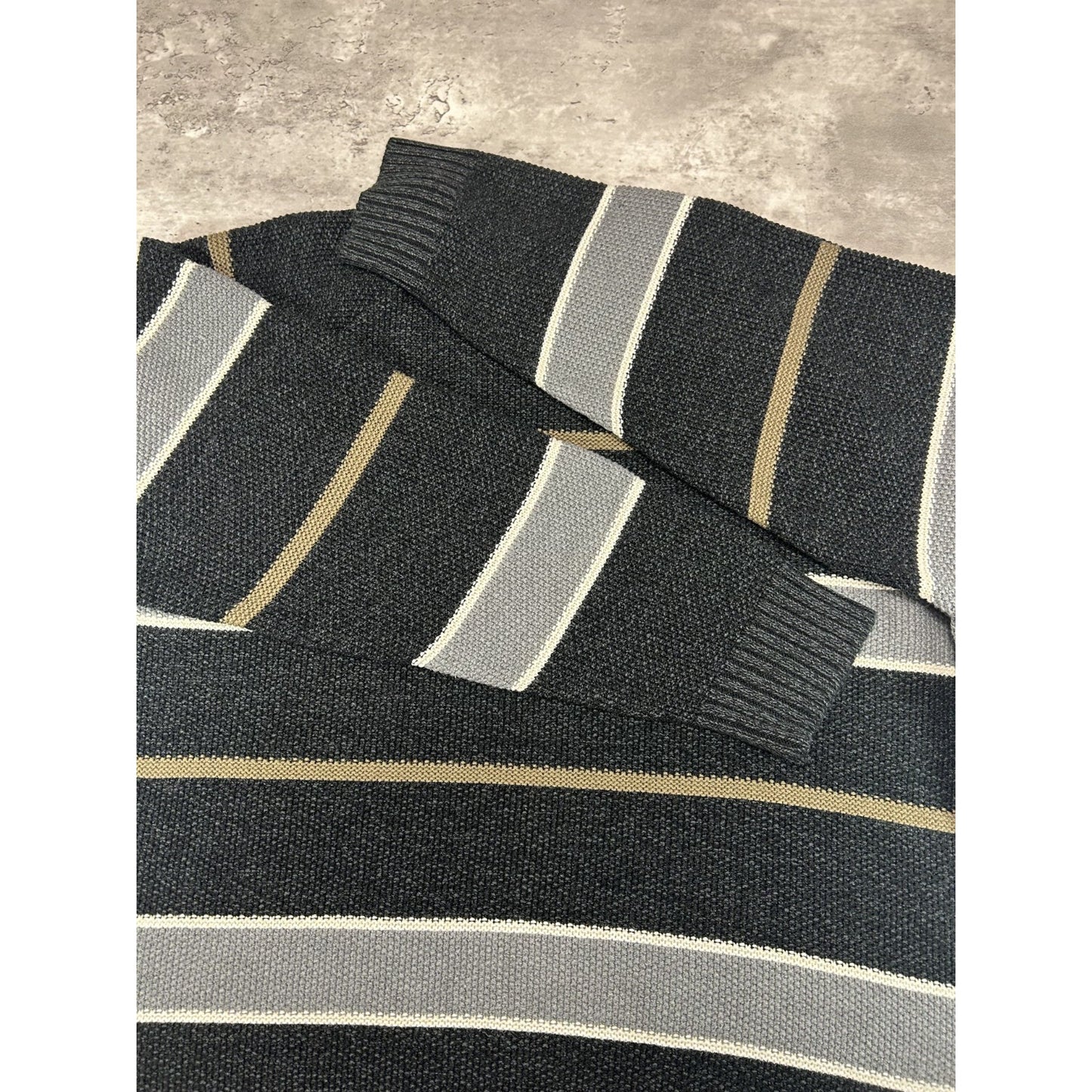 Vintage 90s Earth Tone Striped Pullover Knit Sweater Size Large