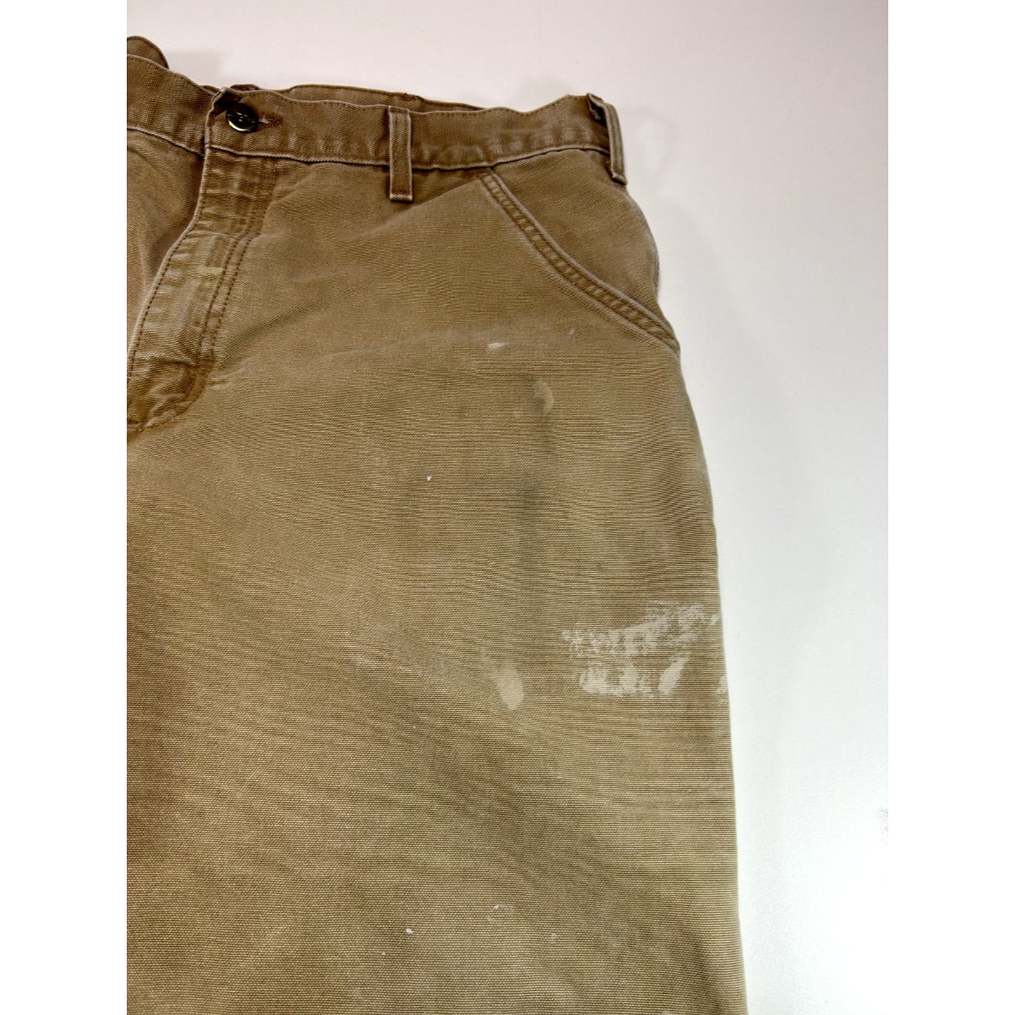 Vintage Carhartt Dungaree Fit Canvas Workwear Carpenter Pants Size 35 Beige