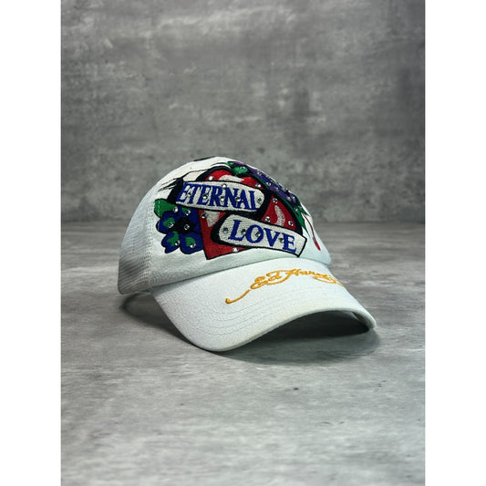 VTG Y2K Ed Hardy Eternal Love Bedazzled Embroidered Trucker Snapback Hat OSFA