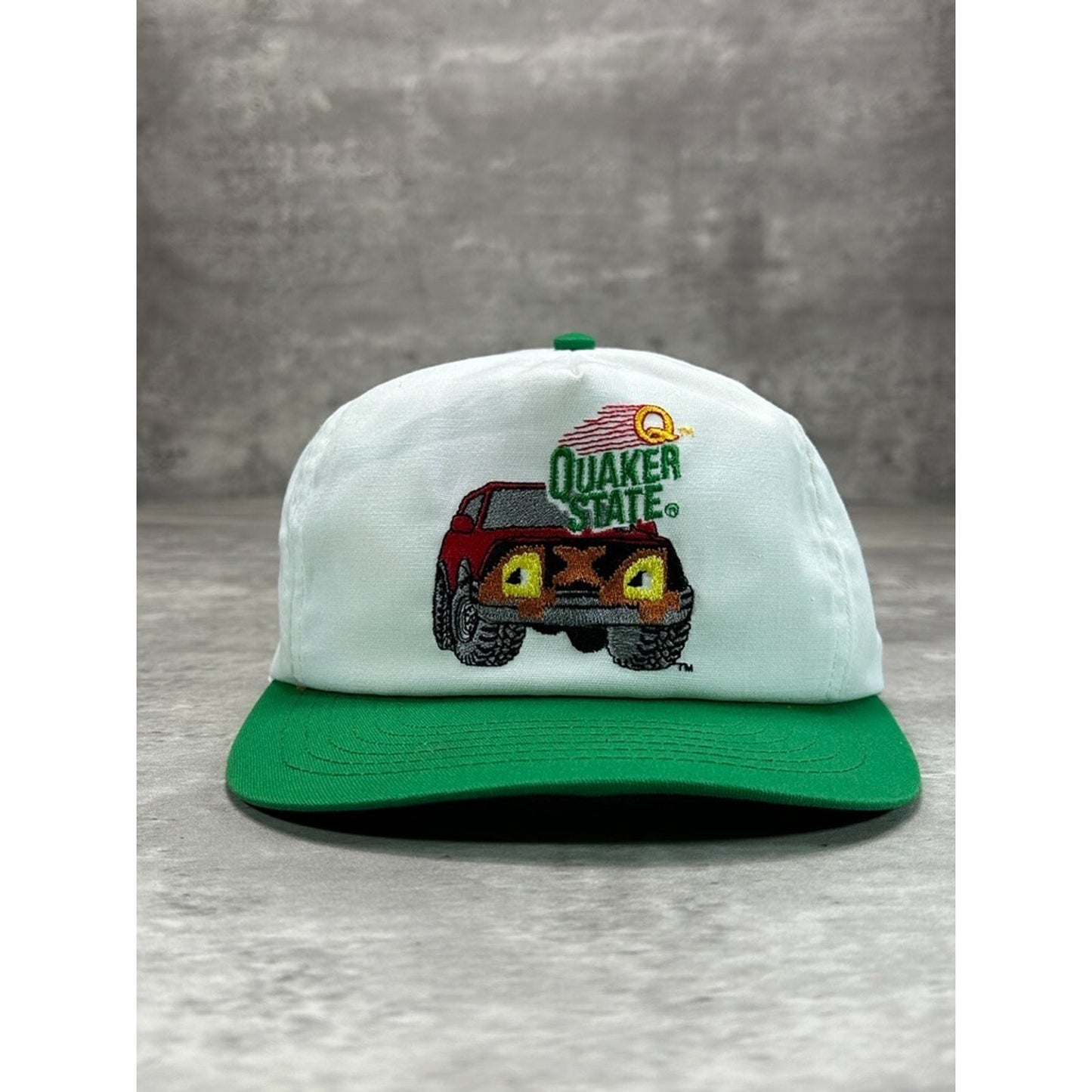 Vintage 90s Quaker State Embroidered Truck Graphic Snapback Hat OSFA