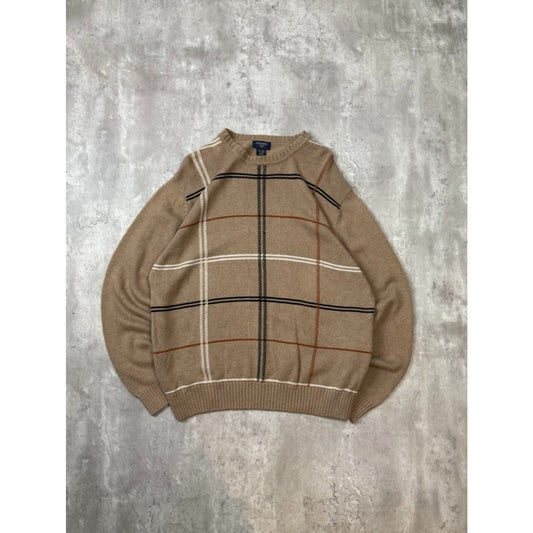 Vintage Dockers Plaid Print Pullover Ribbed Knit Sweater Size XL