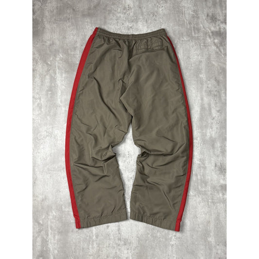 Vintage Y2K Nike Spellout Logo Two Tone Nylon Track Pants Size XL Brown/Red