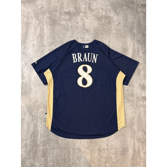 Vintage Ryan Braun #8 Milwaukee Brewers MLB Baseball Jersey Size 2XL