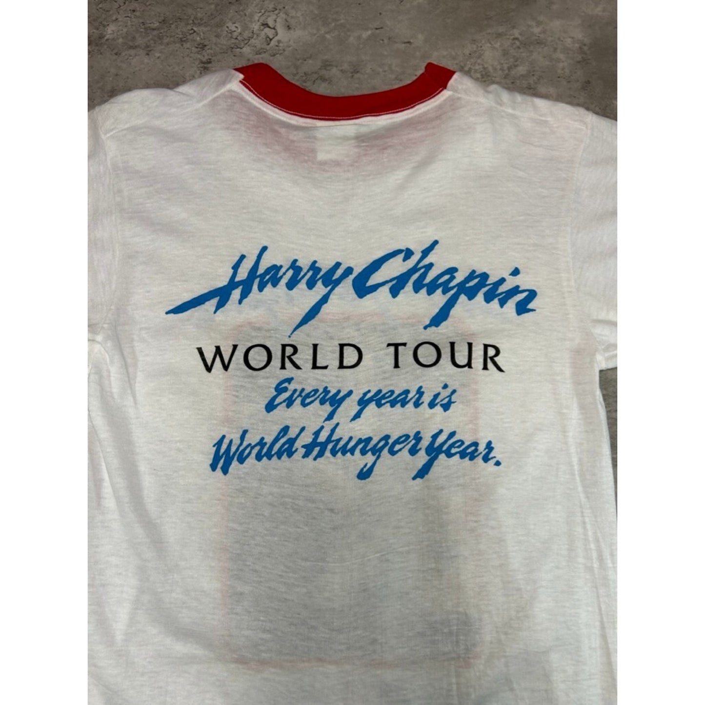 Vintage 1980s Harry Chapin World Tour Folk Music Ringer T-Shirt Size Medium