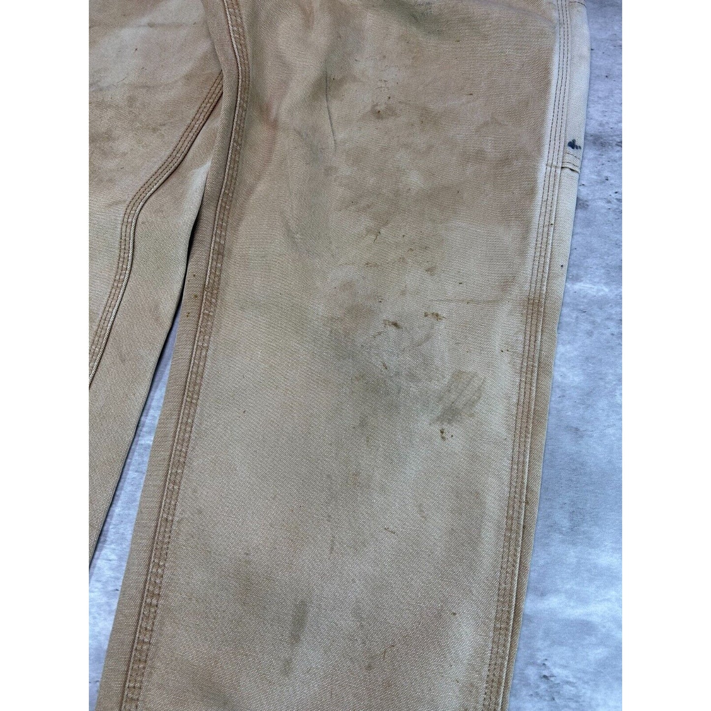Vintage Carhartt Dungaree Fit Canvas Workwear Carpenter Pants Size 31 Beige