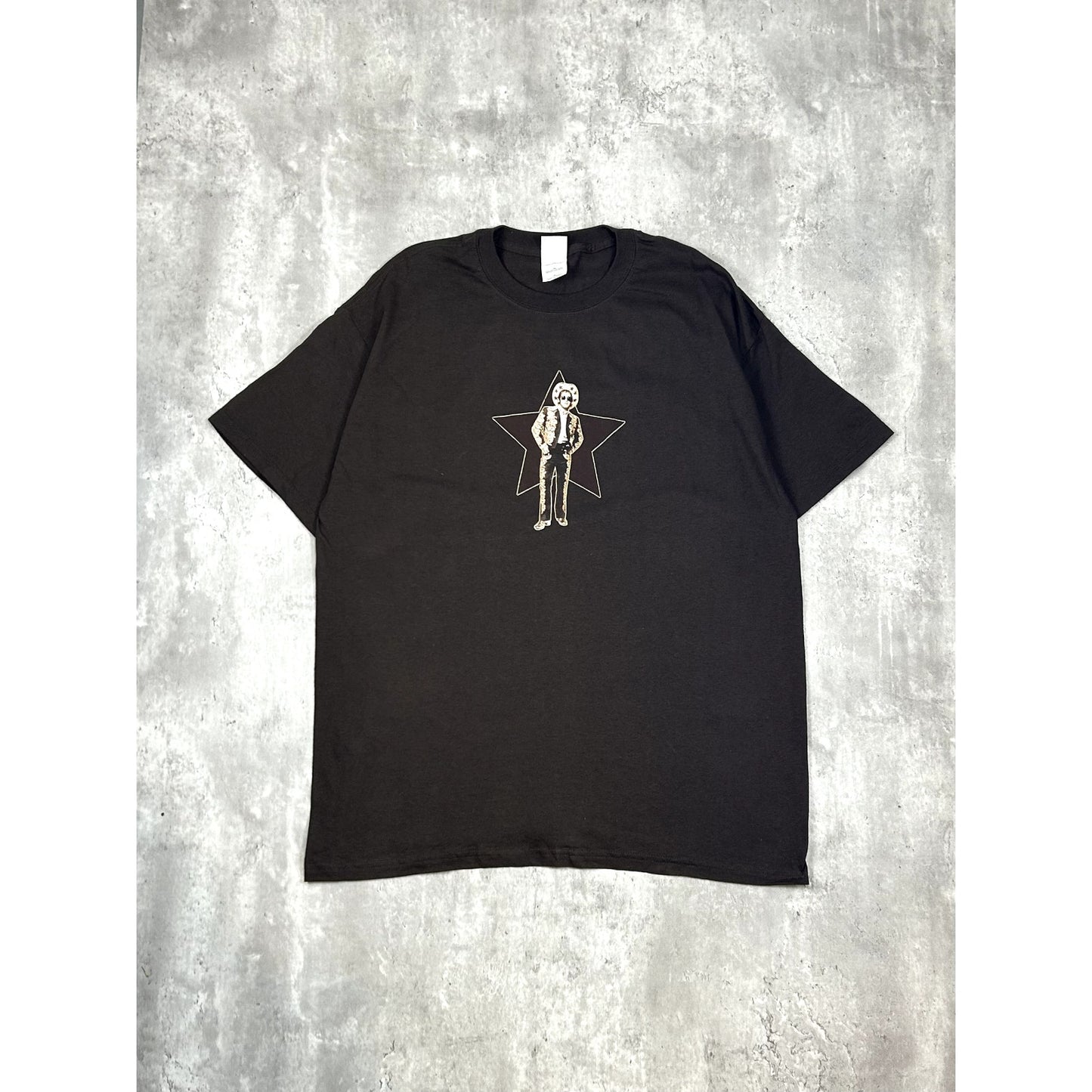 Vintage Elton John Rock Music Portrait Graphic T-Shirt Size XL Brown