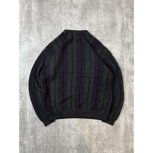 Vintage 80s/90s Abstract Striped Pullover Ribbed Knit Sweater Size 2XL
