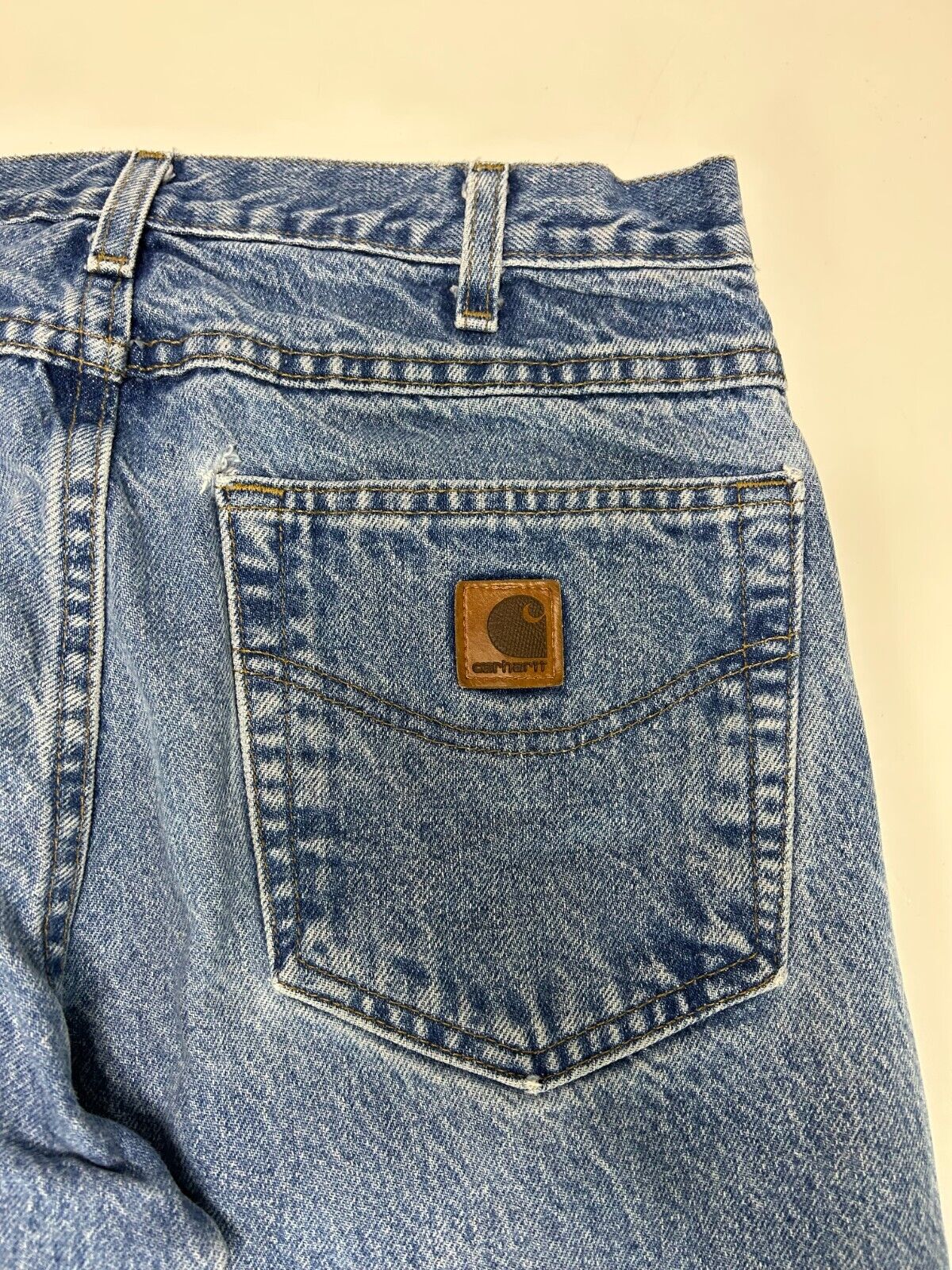 Vintage Carhartt Relaxed Fit Medium Wash Denim Work Wear Pants Size 29W